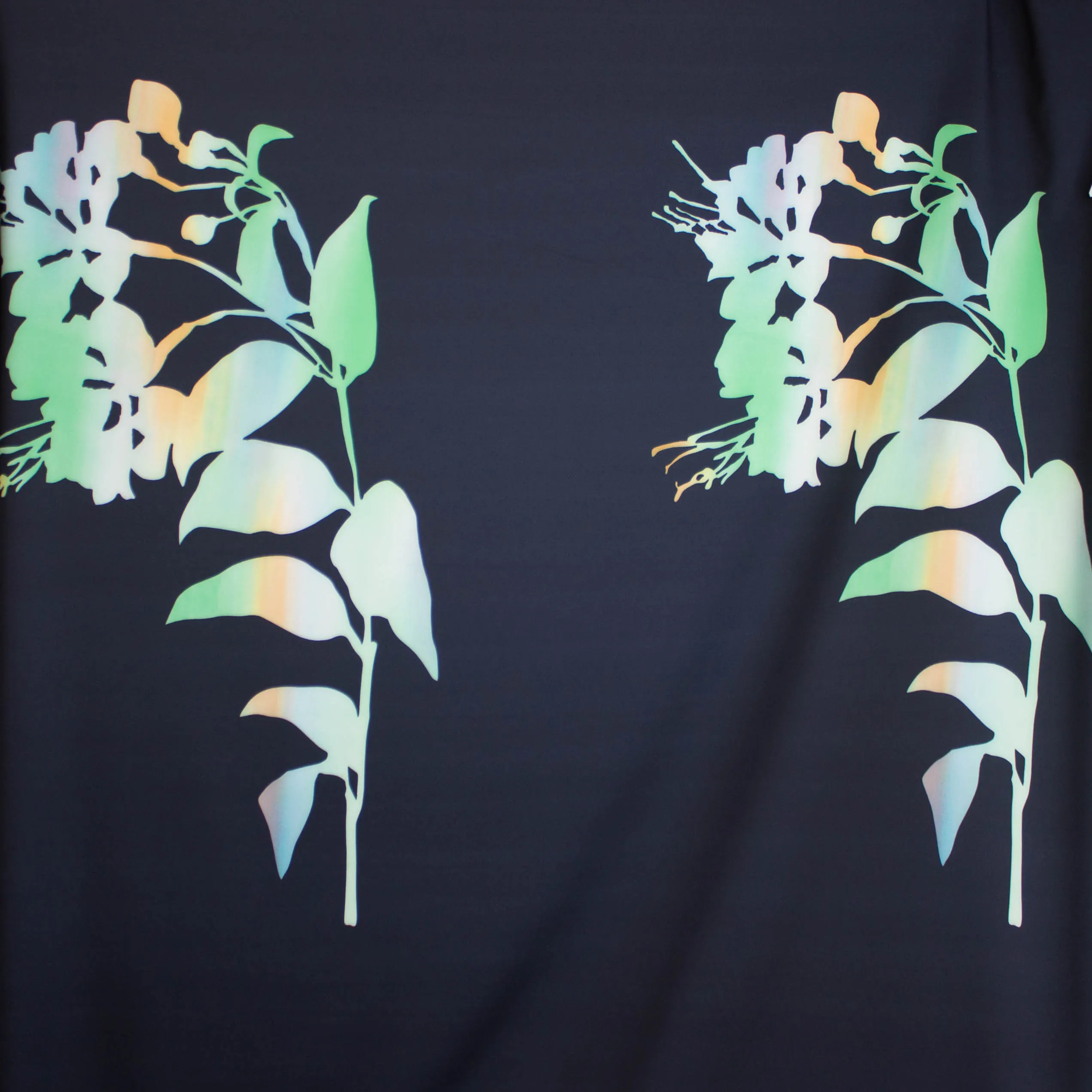 Paneel polyester groen/oranje met kleurrijke bloemen - Lorré